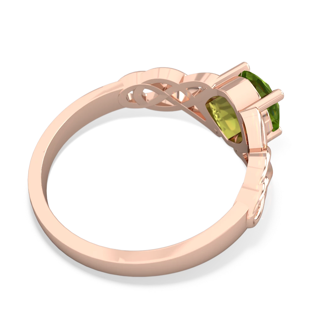 Peridot Celtic Knot 14K Rose Gold ring R5000 - front view