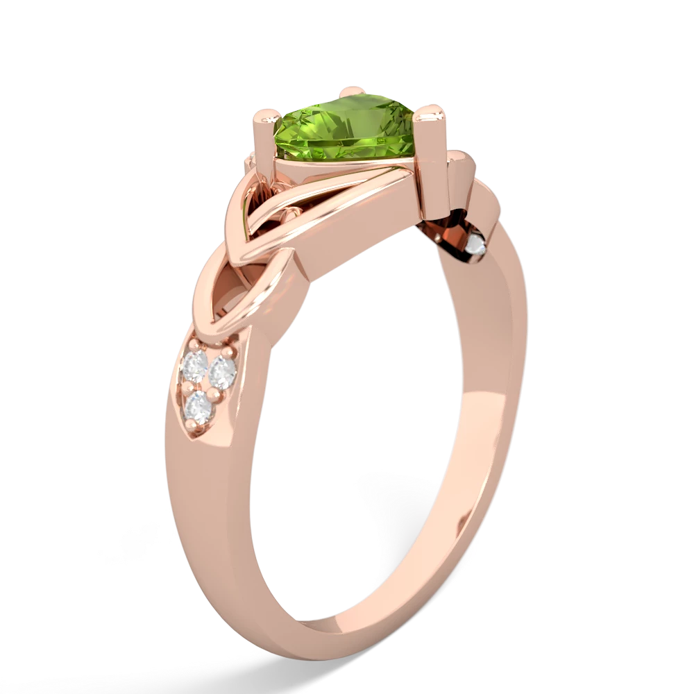 Peridot Claddagh Celtic Knot Diamond 14K Rose Gold ring R5001