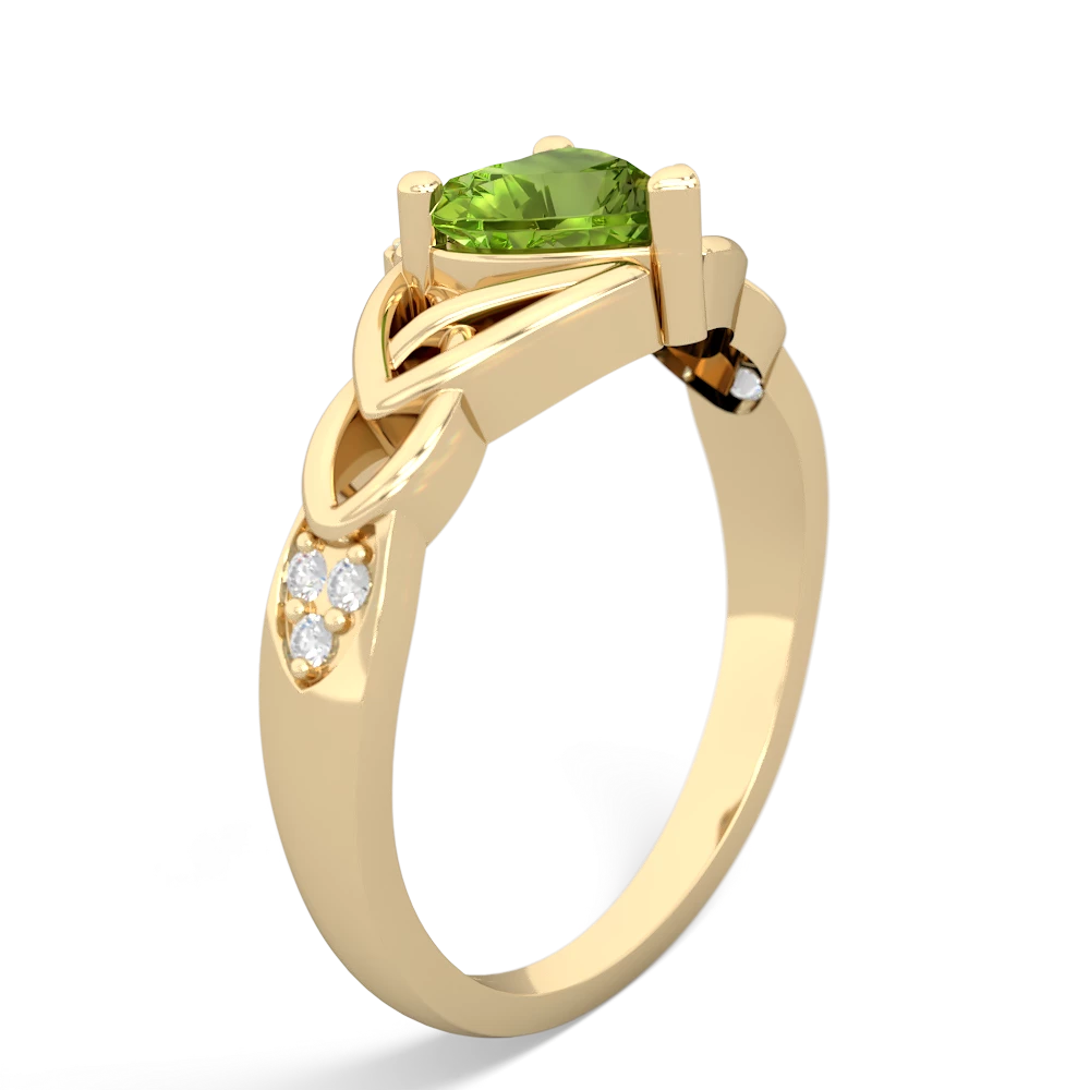 Peridot Claddagh Celtic Knot Diamond 14K Yellow Gold ring R5001