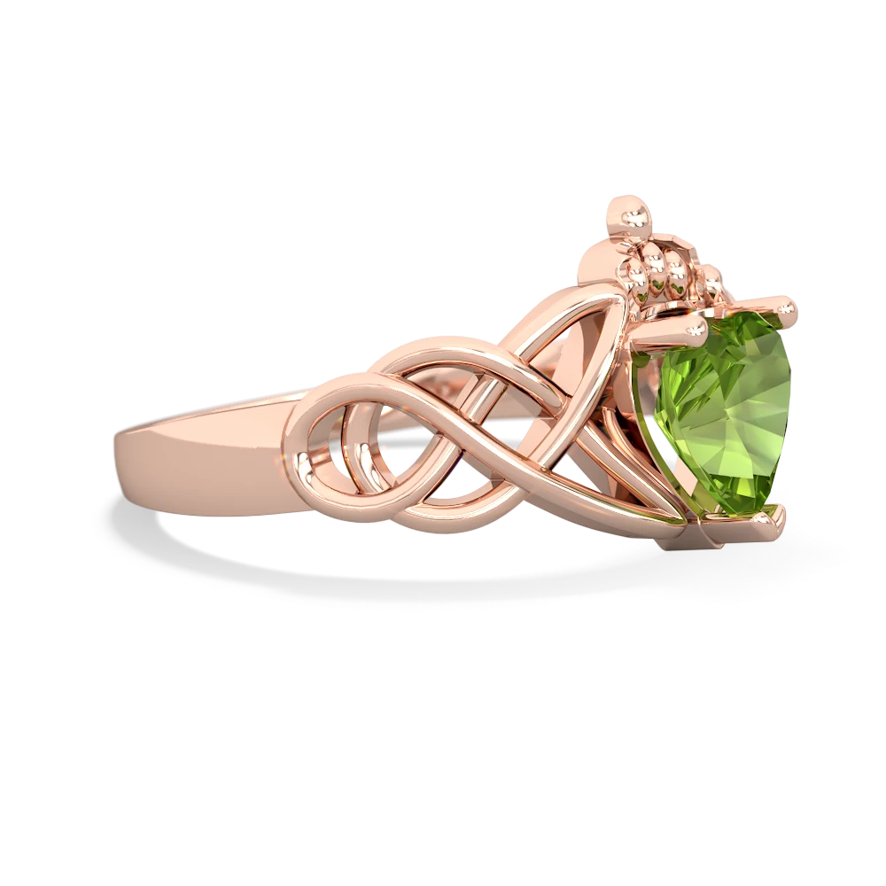 Peridot Claddagh Celtic Knot 14K Rose Gold ring R2367