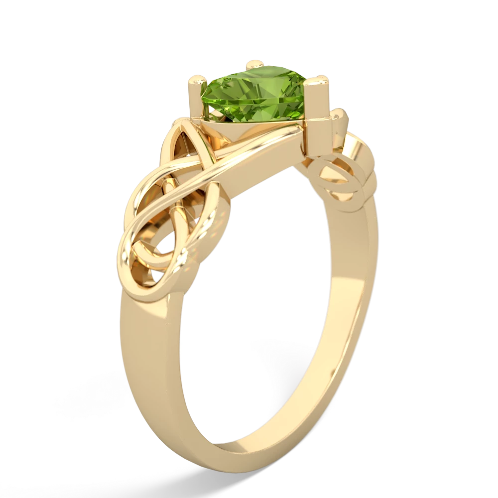 Peridot Claddagh Celtic Knot 14K Yellow Gold ring R2367