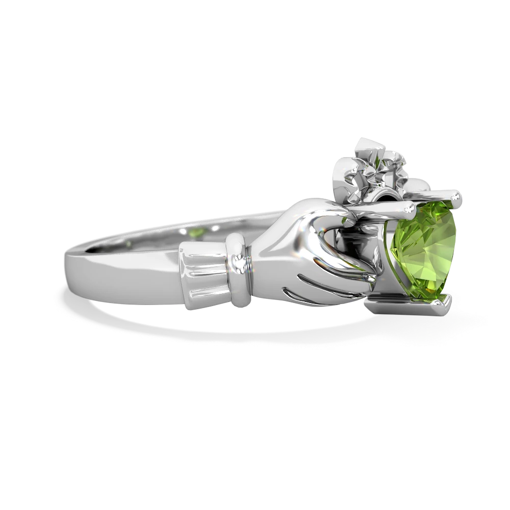 Peridot Claddagh 14K White Gold ring R2370