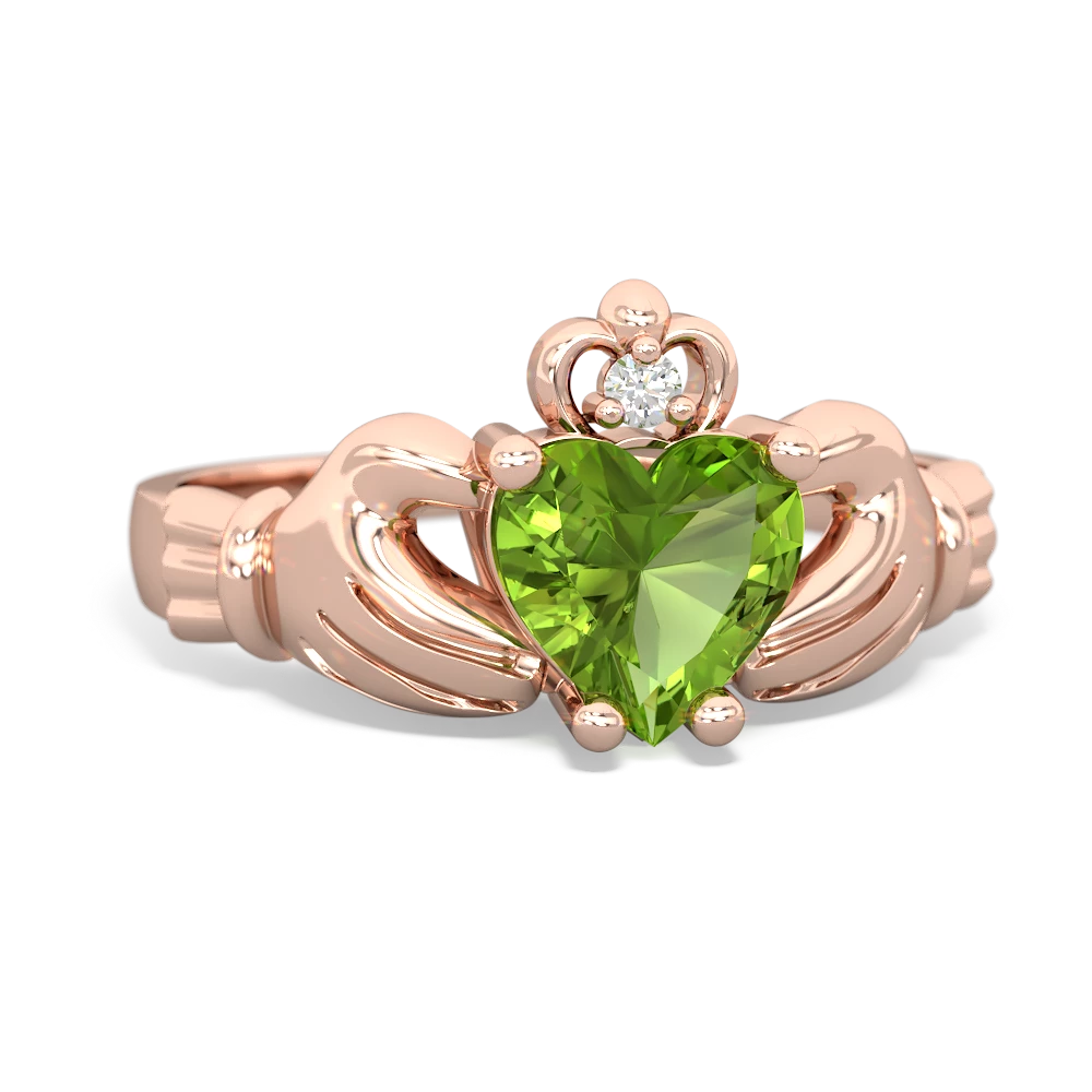Peridot Claddagh 14K Rose Gold ring R2372 - front view