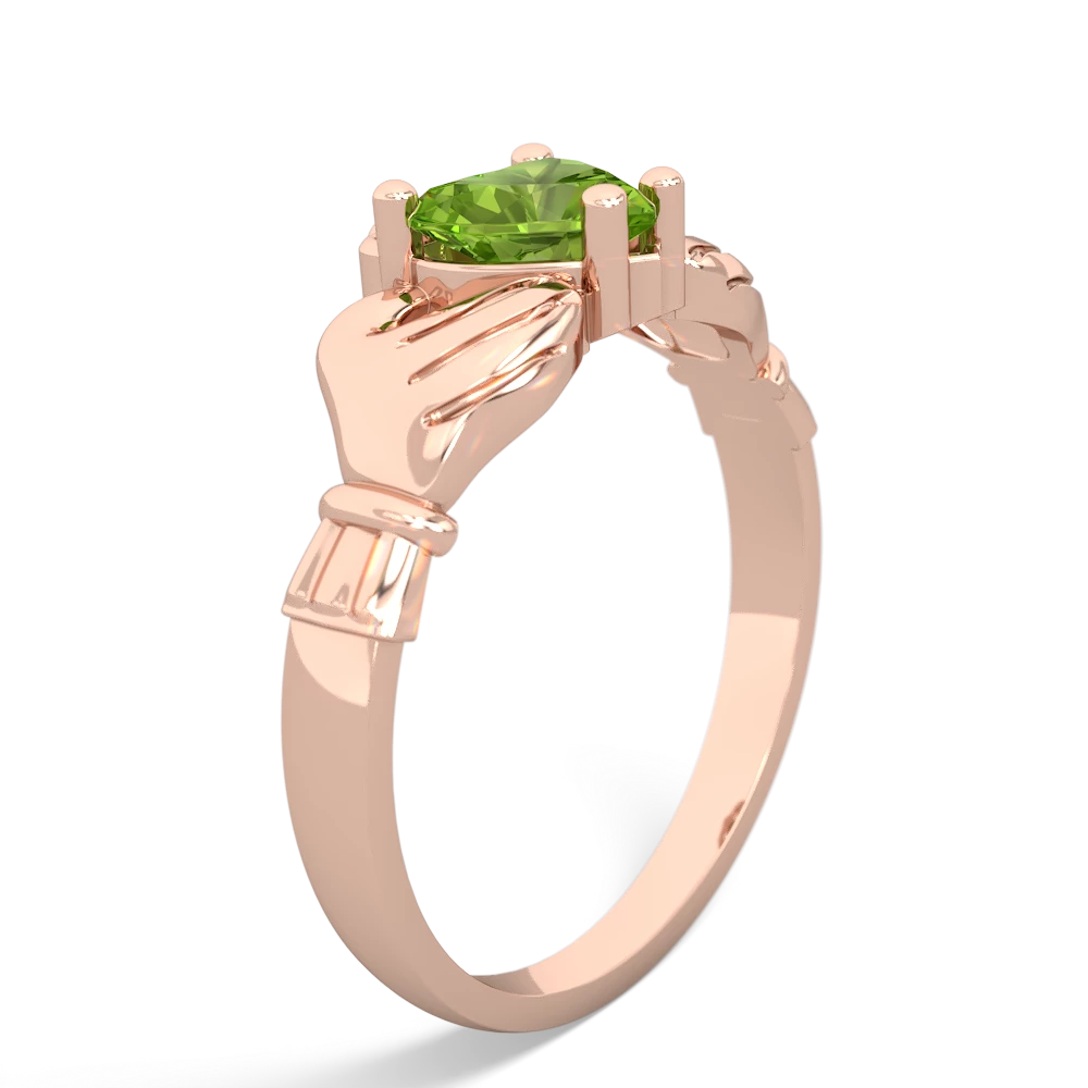 Peridot Claddagh Diamond Crown 14K Rose Gold ring R2372