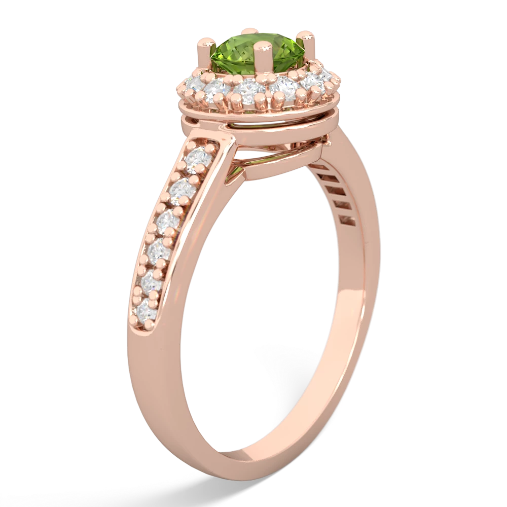 Peridot Diamond Halo 14K Rose Gold ring R5370