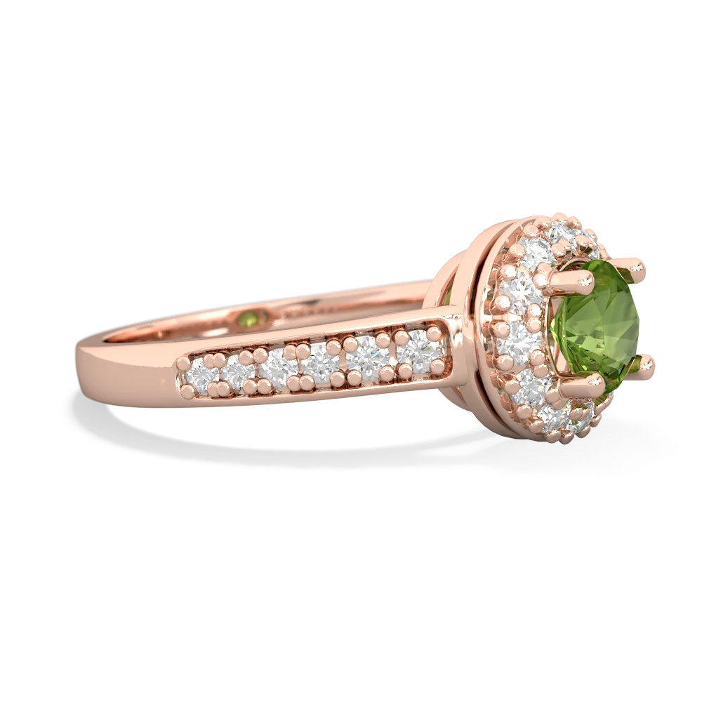 Peridot Diamond Halo 14K Rose Gold ring R5370