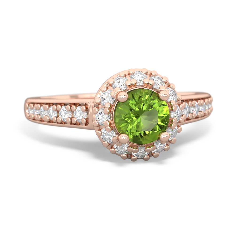 Peridot Diamond Halo 14K Rose Gold ring R5370