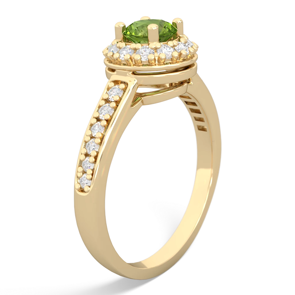 Peridot Diamond Halo 14K Yellow Gold ring R5370