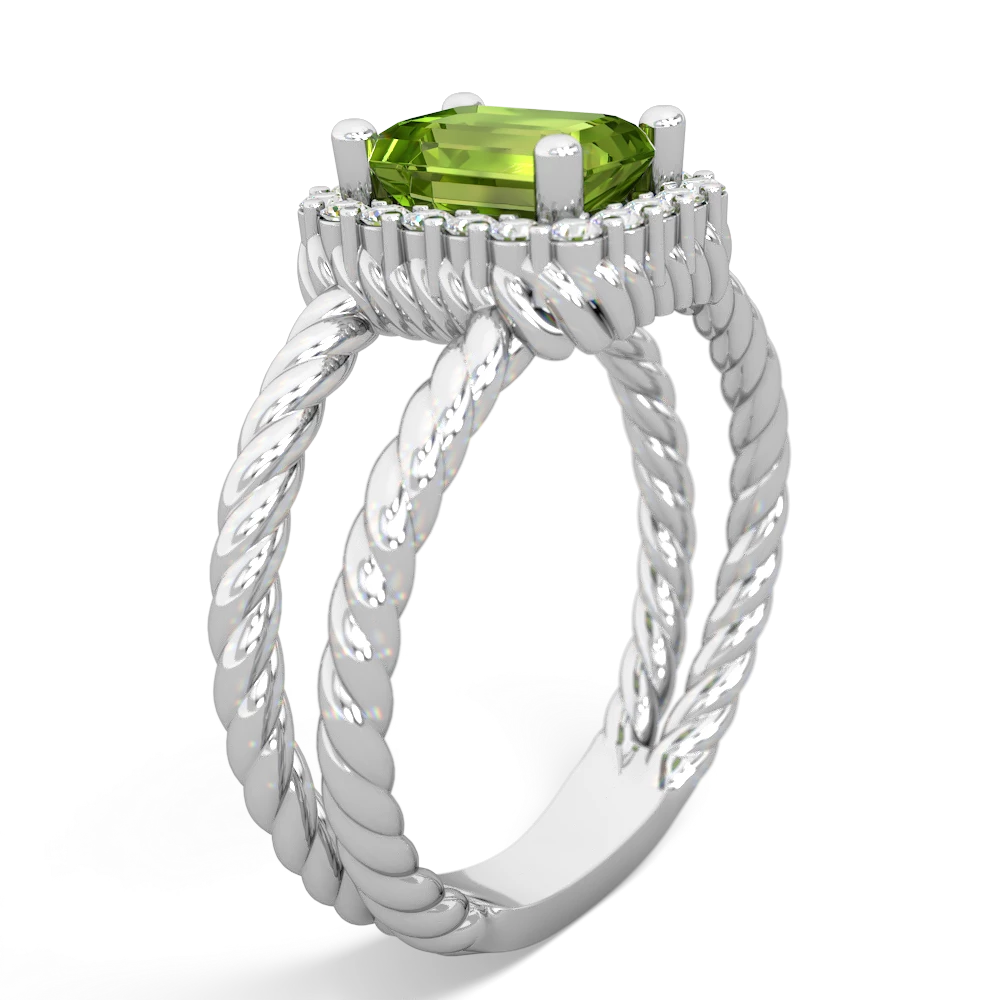Peridot Rope Split Band 14K White Gold ring R2628