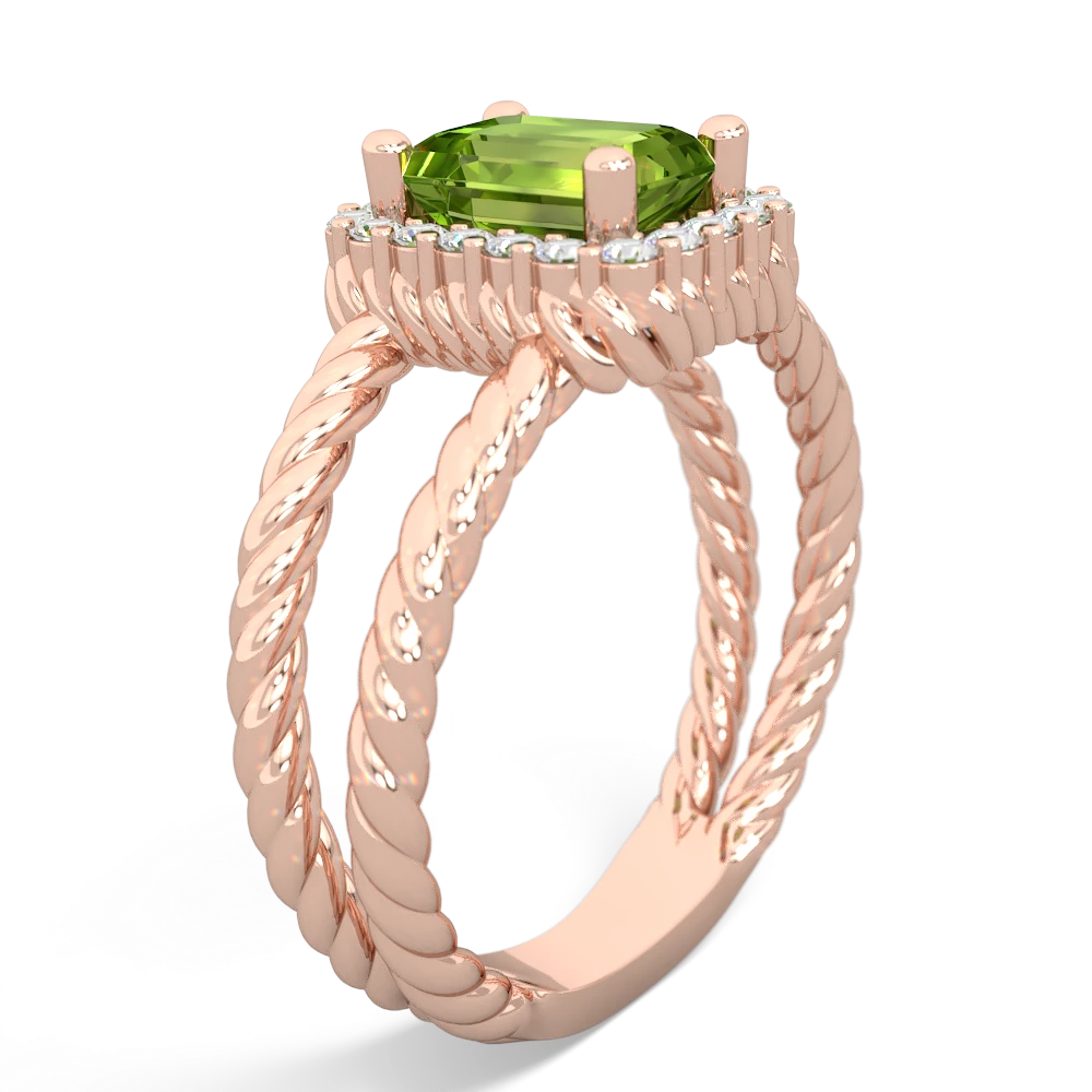 Peridot Rope Split Band 14K Rose Gold ring R2628