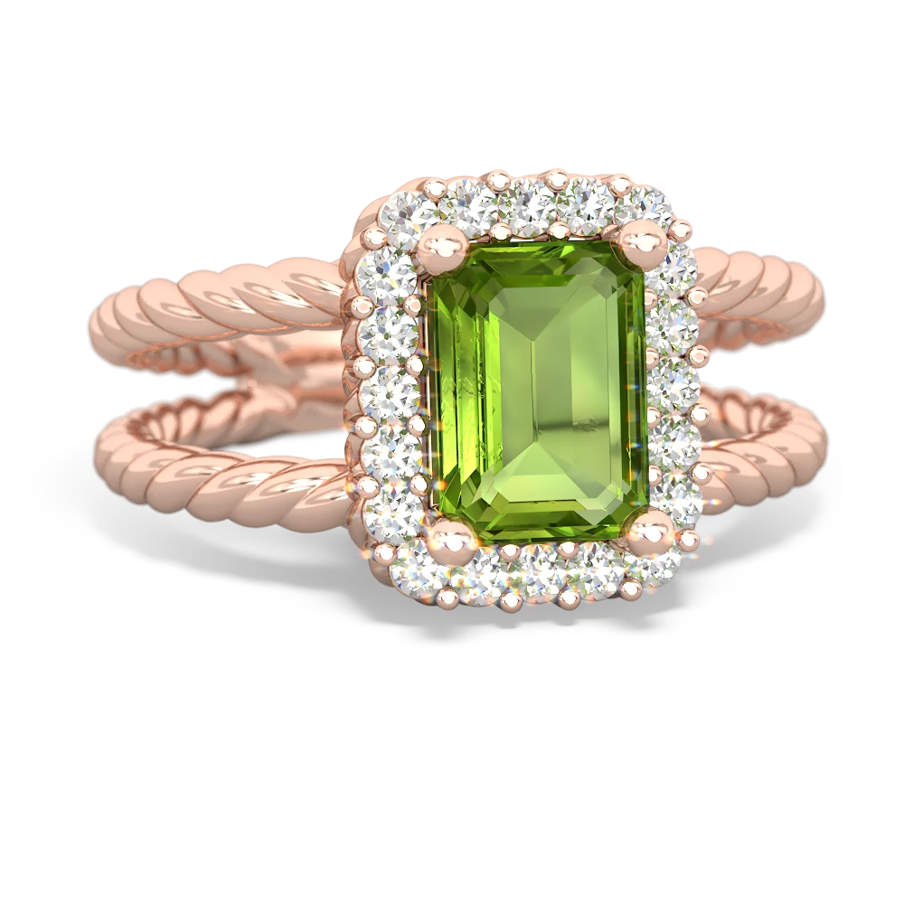 Peridot Rope Split Band 14K Rose Gold ring R2628