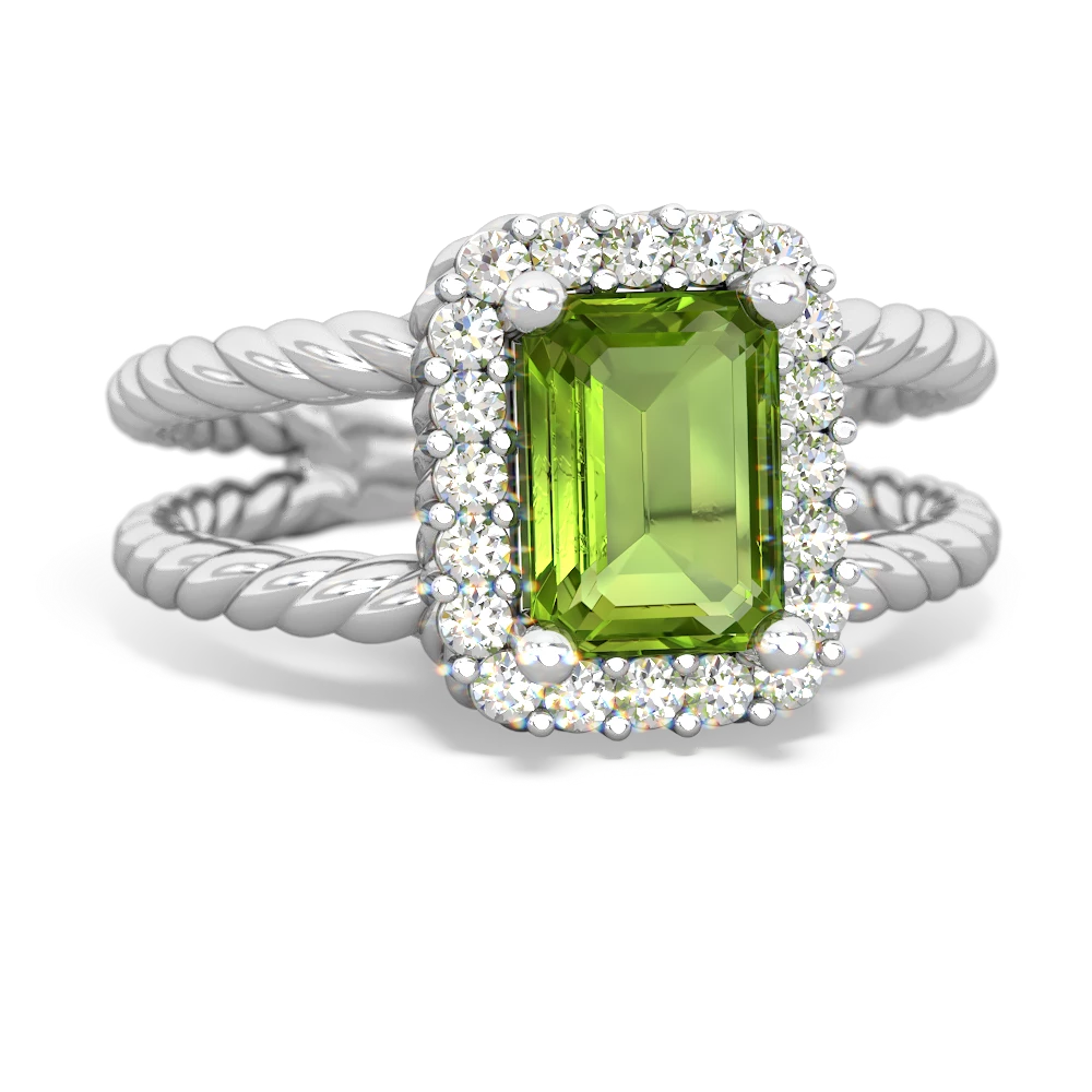 Peridot Rope Split Band 14K White Gold ring R2628