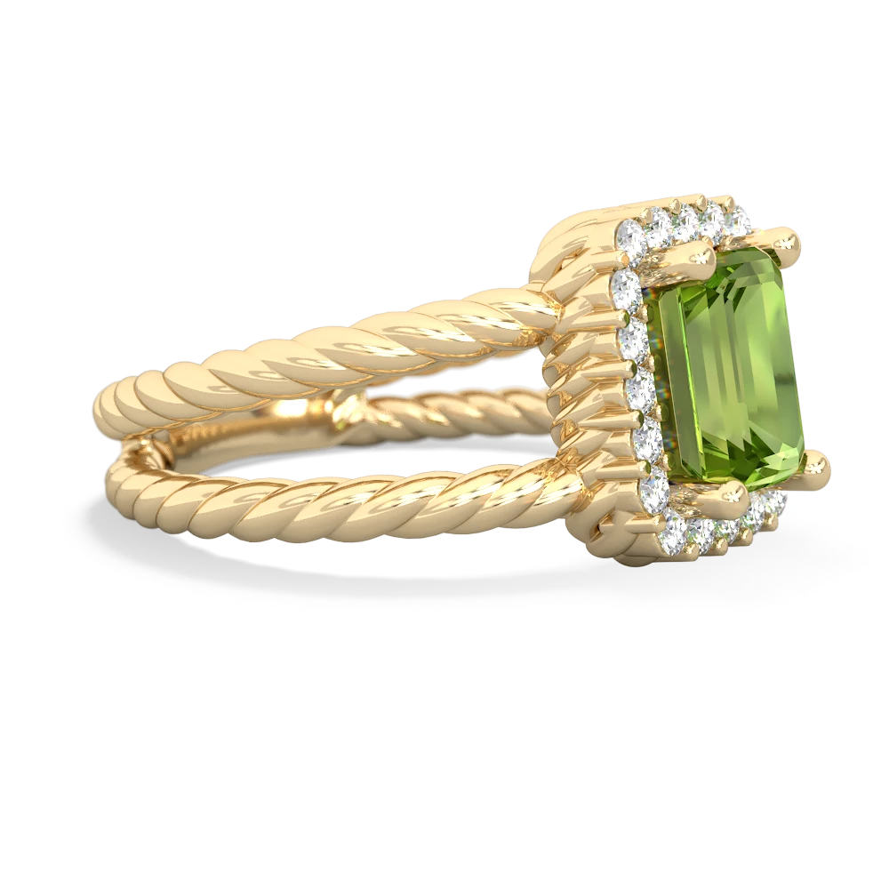 Peridot Rope Split Band 14K Yellow Gold ring R2628