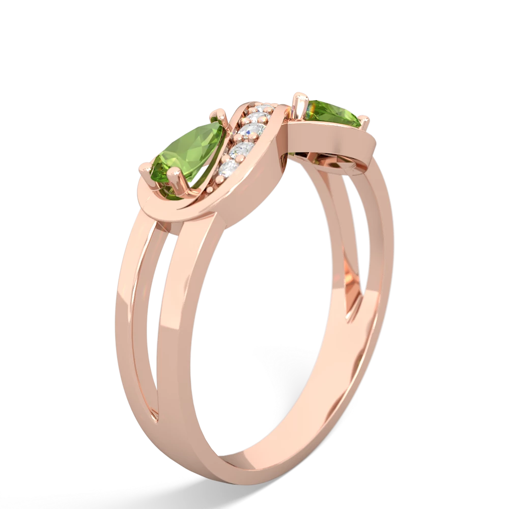 Peridot Diamond Infinity 14K Rose Gold ring R5390