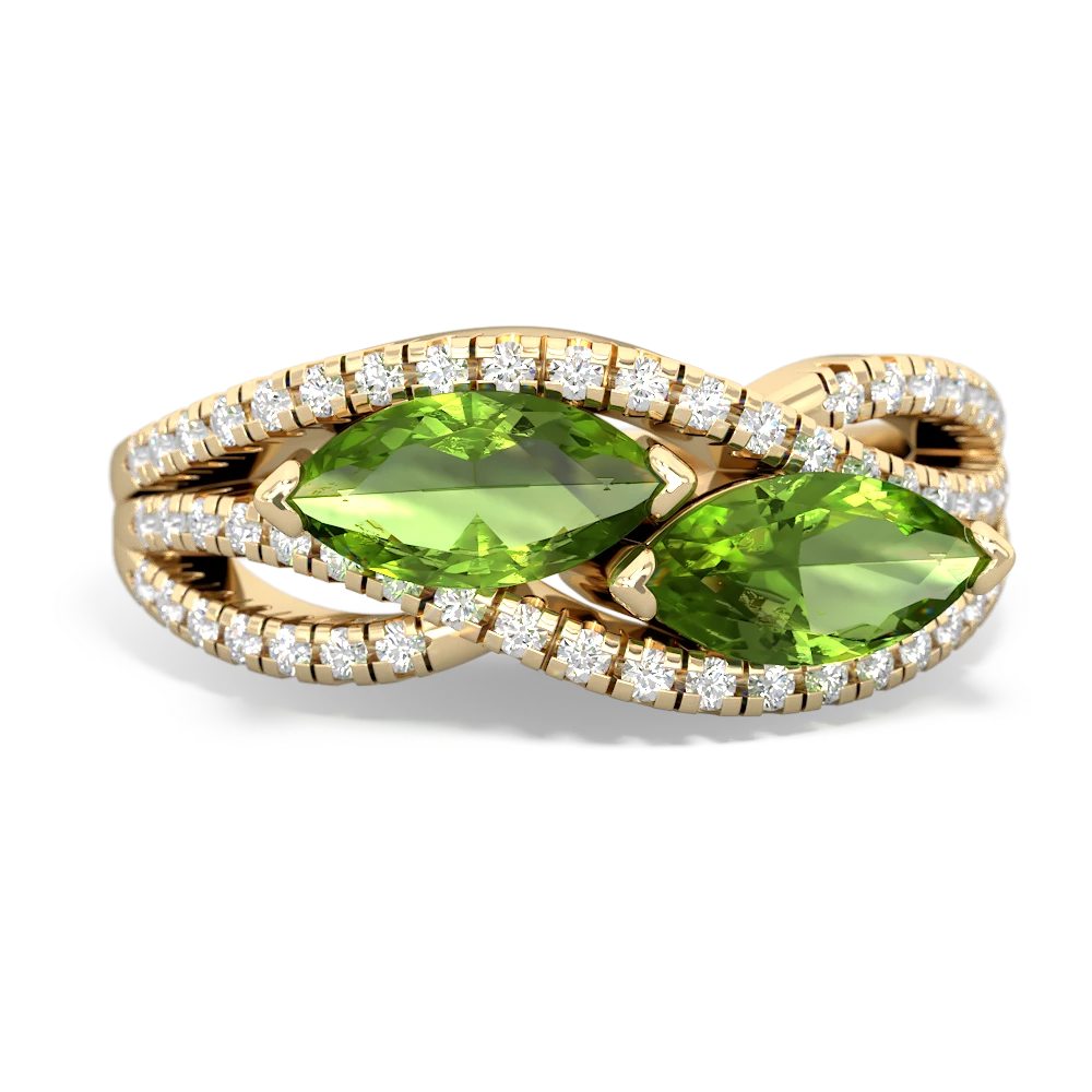 Peridot Diamond Rivers 14K Yellow Gold ring R3070