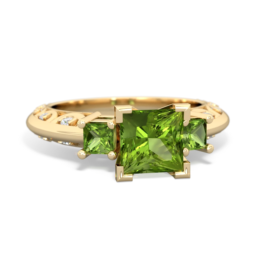 Peridot Eternal Embrace Engagement 14K Yellow Gold ring C2001