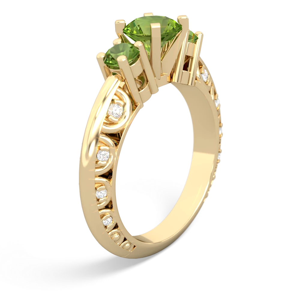 Peridot Art Deco Eternal Embrace Engagement 14K Yellow Gold ring C2003