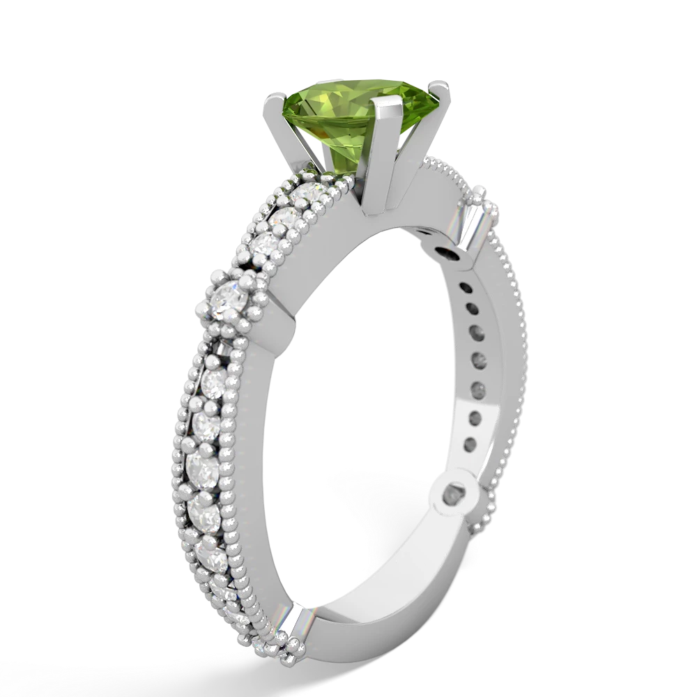 Peridot Sparkling Tiara 7X5mm Oval 14K White Gold ring R26297VL