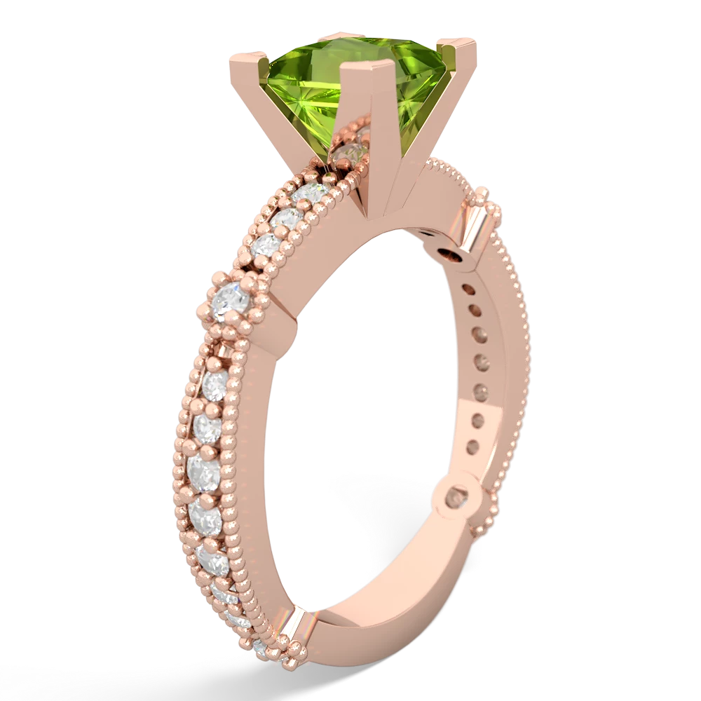 Peridot Sparkling Tiara 6Mm Princess 14K Rose Gold ring R26296SQ