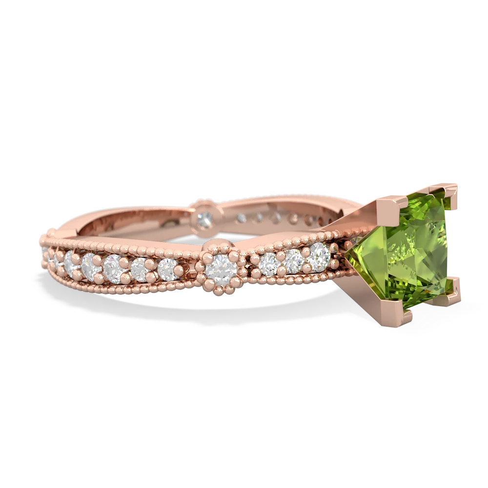 Peridot Sparkling Tiara 6Mm Princess 14K Rose Gold ring R26296SQ