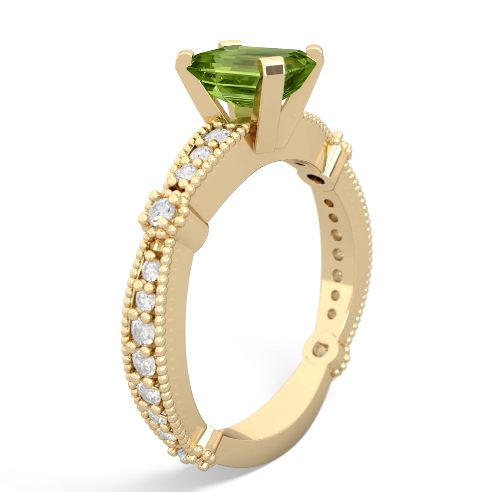 Peridot Sparkling Tiara 7X5mm Emerald-Cut 14K Yellow Gold ring R26297EM