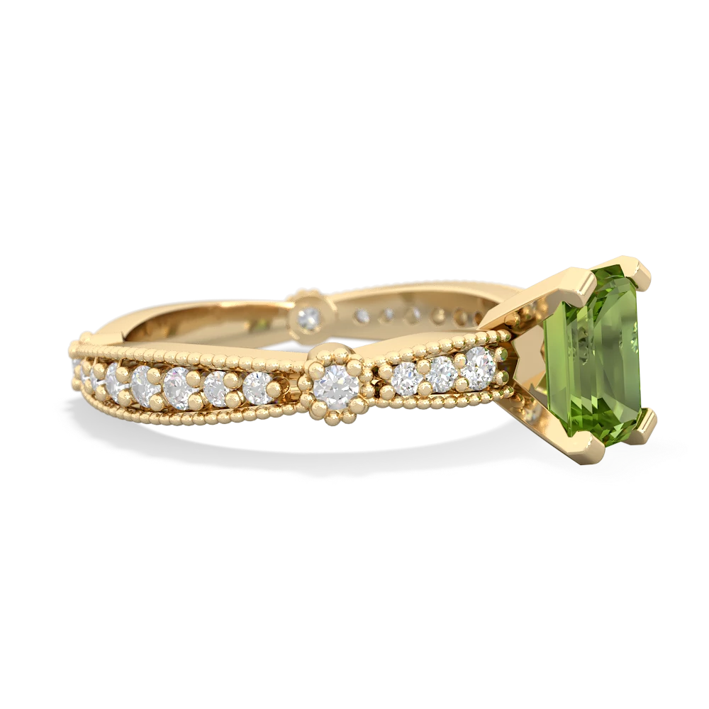 Peridot Sparkling Tiara 7X5mm Emerald-Cut 14K Yellow Gold ring R26297EM