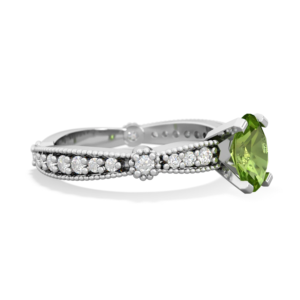 Peridot Sparkling Tiara 7X5mm Oval 14K White Gold ring R26297VL