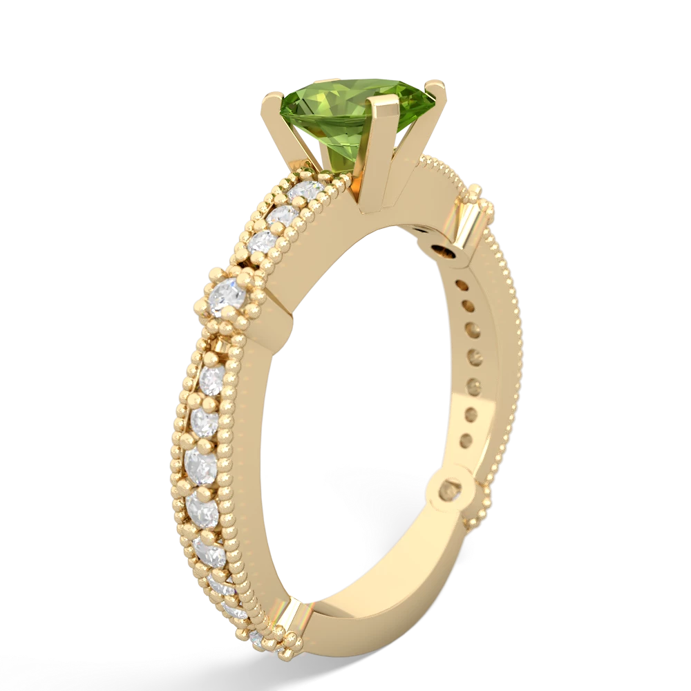 Peridot Sparkling Tiara 7X5mm Oval 14K Yellow Gold ring R26297VL