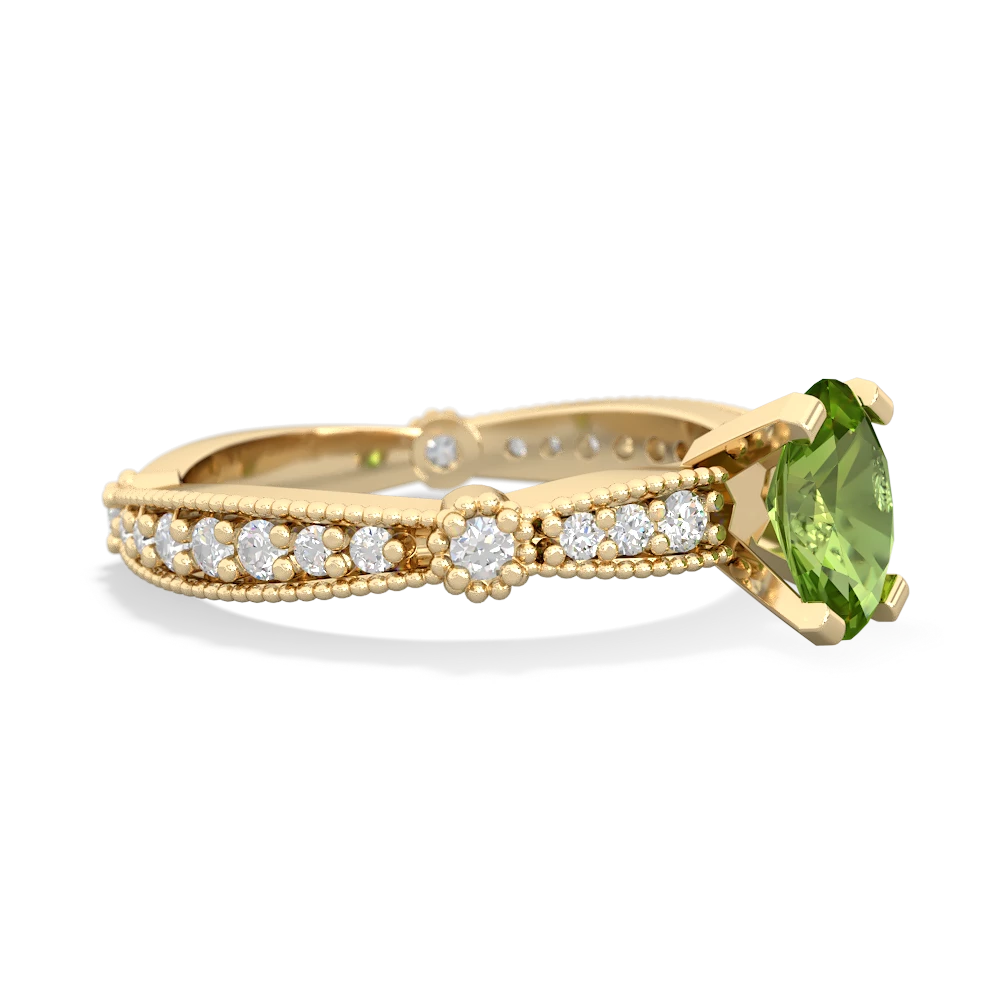 Peridot Sparkling Tiara 7X5mm Oval 14K Yellow Gold ring R26297VL