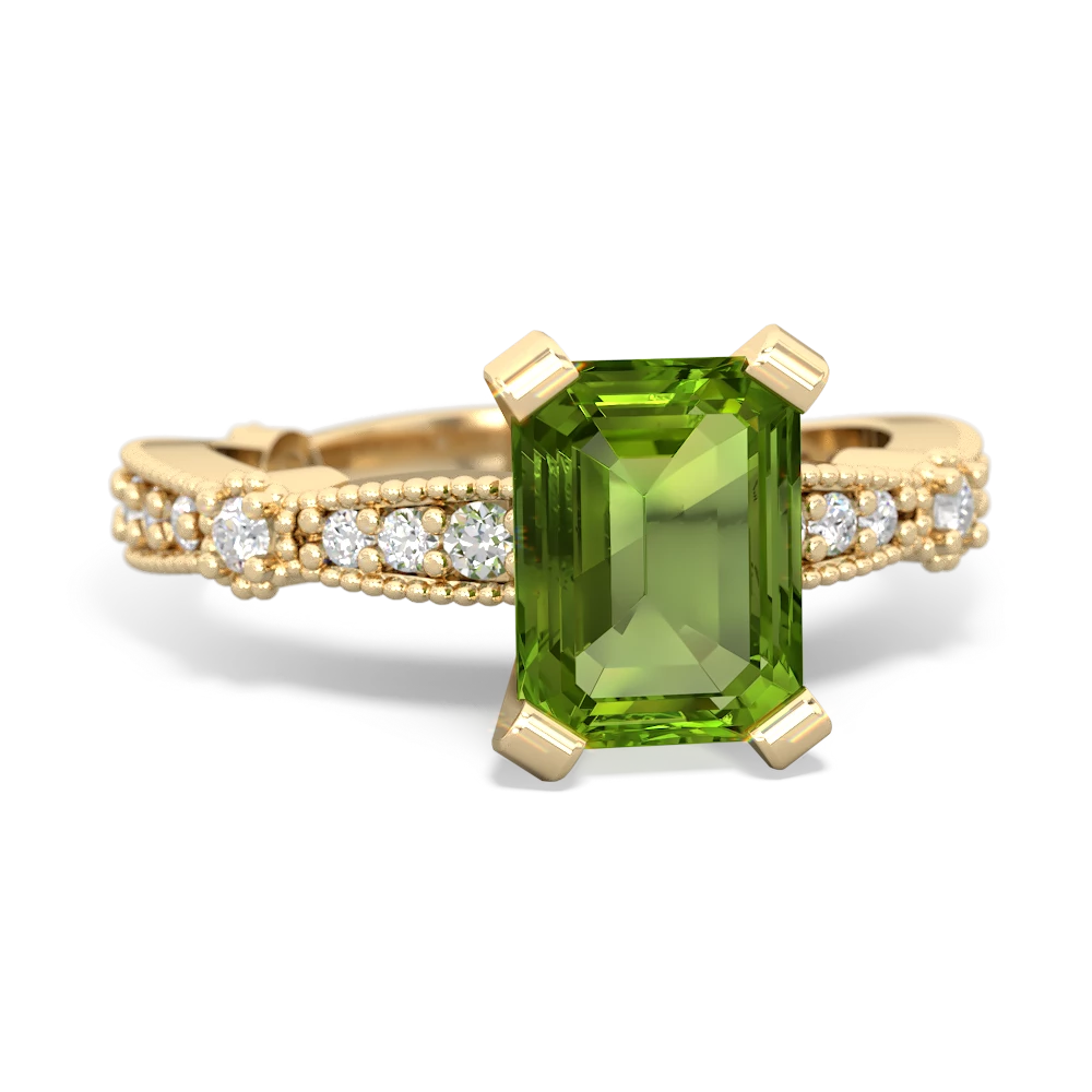 Peridot Sparkling Tiara 8X6 Emerald-Cut 14K Yellow Gold ring R26298EM