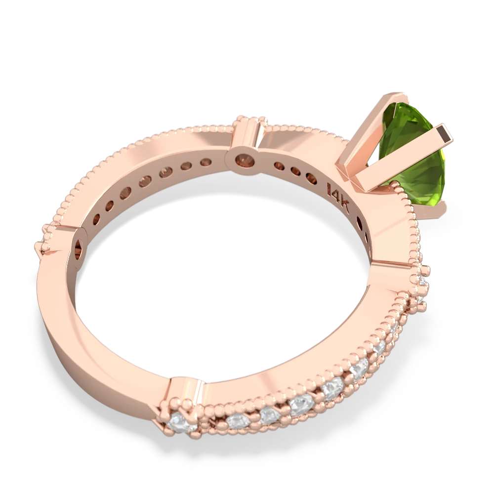 Peridot Sparkling Tiara 8X6 Oval 14K Rose Gold ring R26298VL