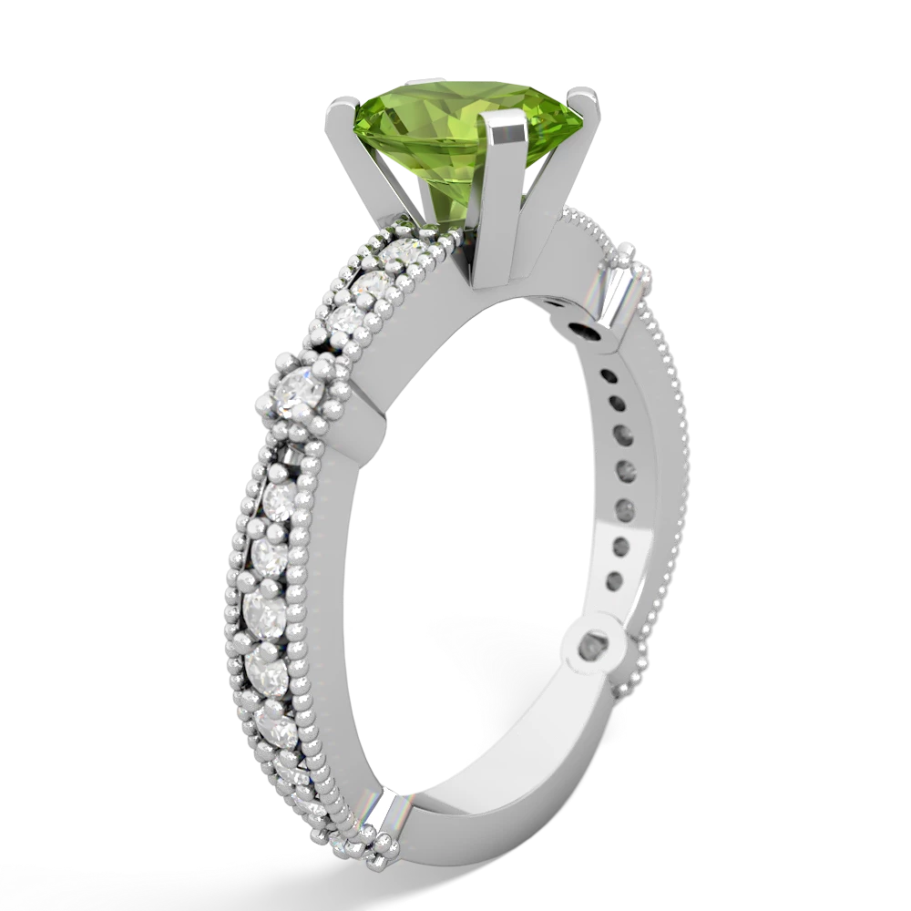 Peridot Sparkling Tiara 8X6 Oval 14K White Gold ring R26298VL