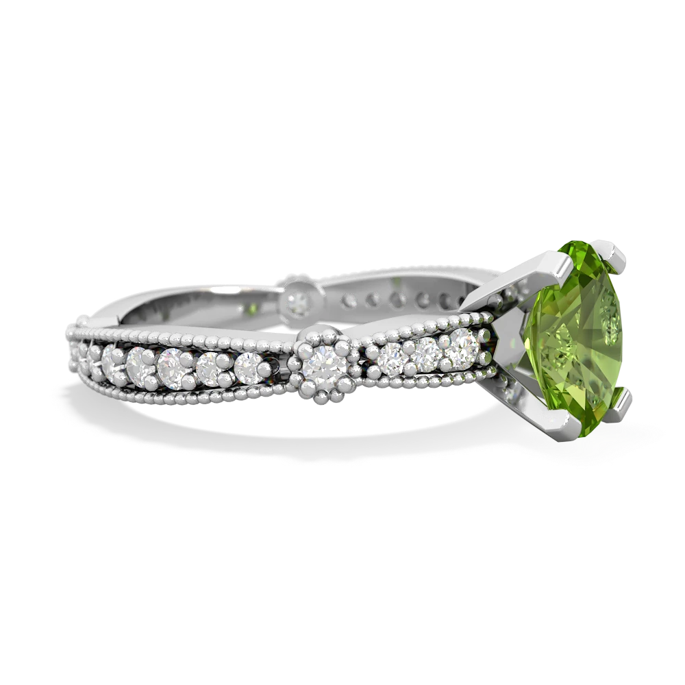 Peridot Sparkling Tiara 8X6 Oval 14K White Gold ring R26298VL