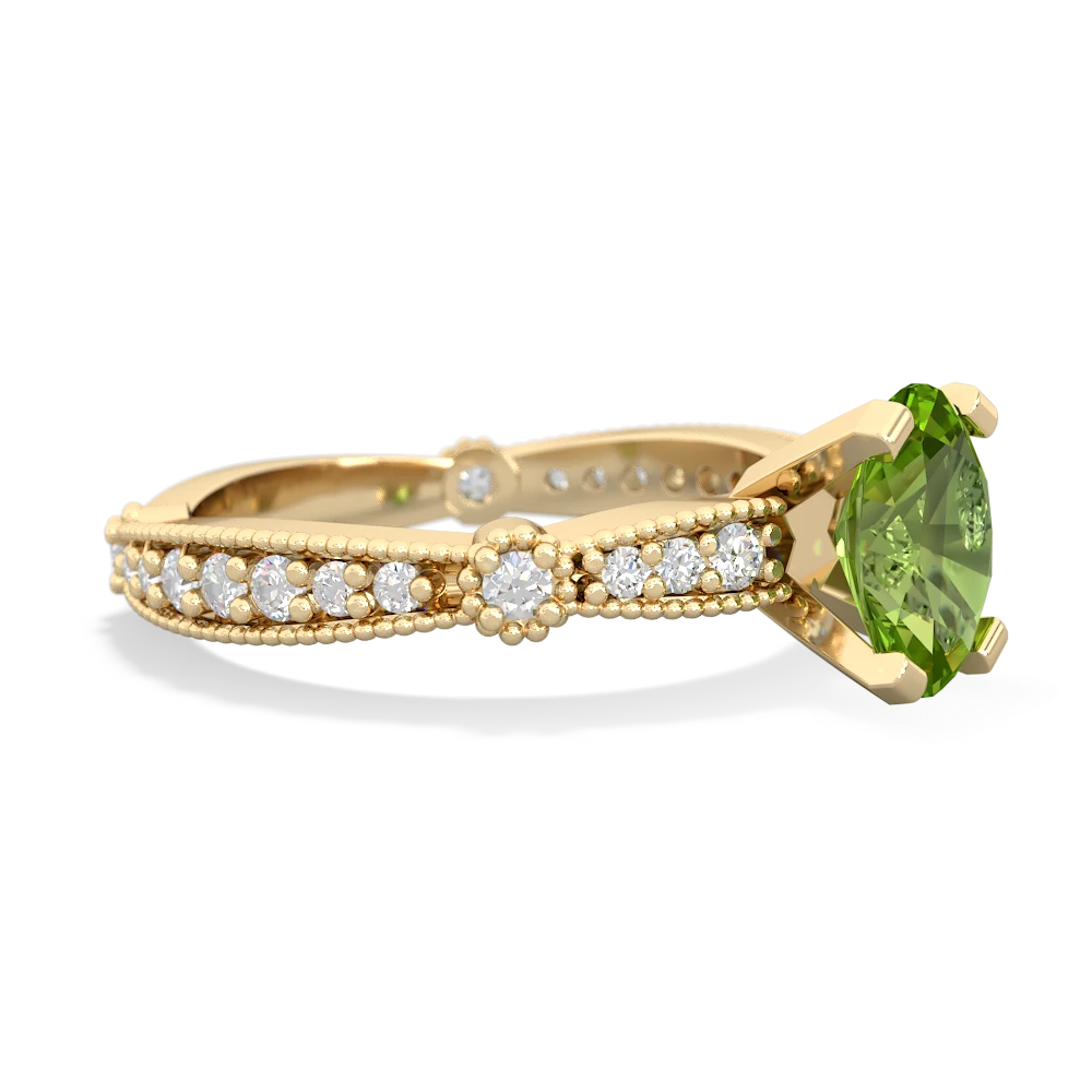 Peridot Sparkling Tiara 8X6 Oval 14K Yellow Gold ring R26298VL