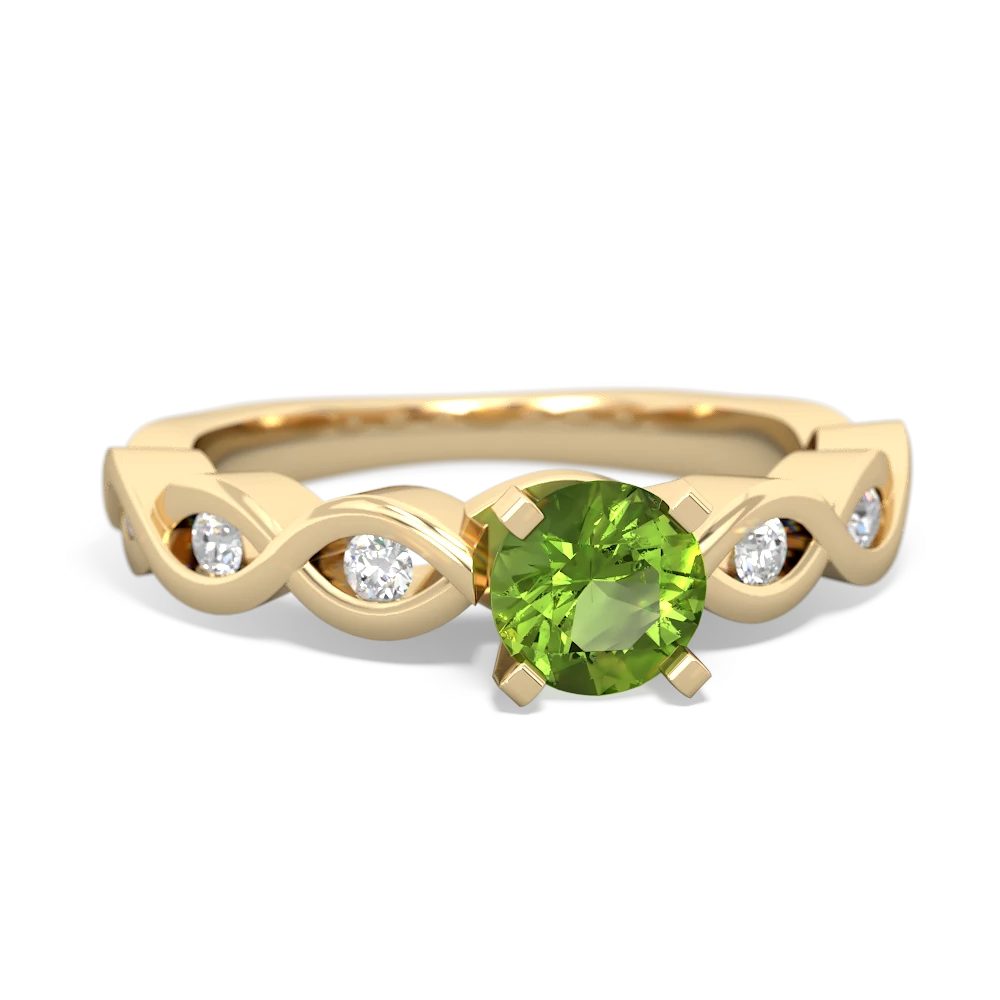 Peridot Infinity 5Mm Round Engagement 14K Yellow Gold ring R26315RD