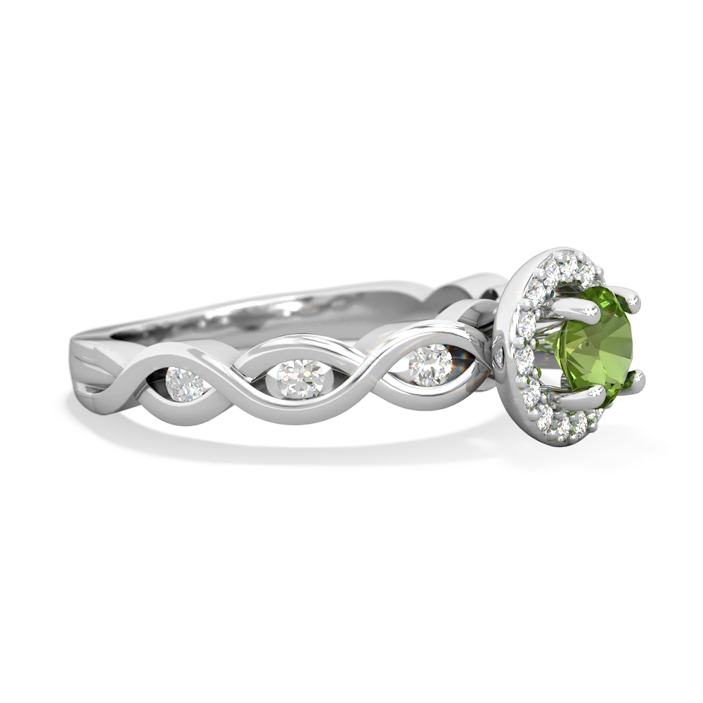 Peridot Infinity Halo Engagement 14K White Gold ring R26315RH
