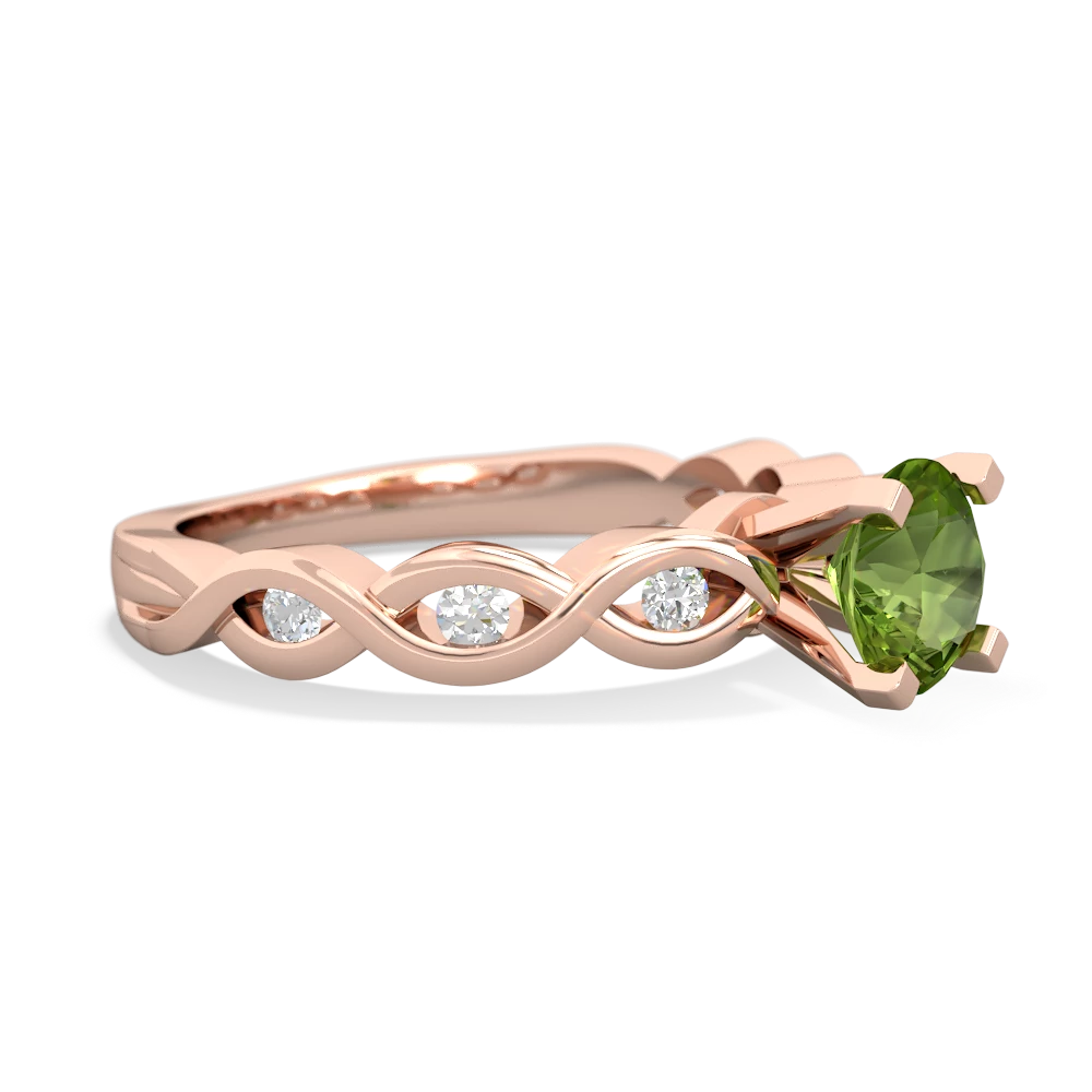 Peridot Infinity 6Mm Round Engagement 14K Rose Gold ring R26316RD