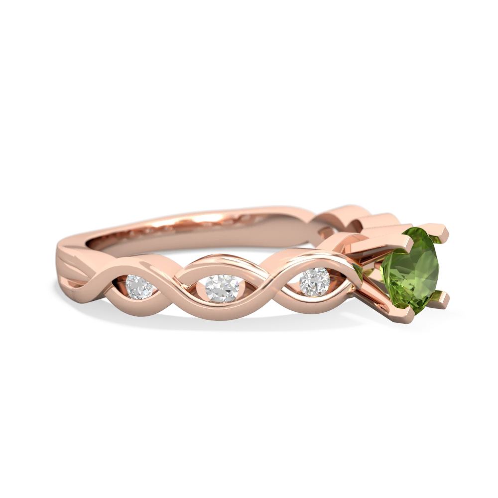 Peridot Infinity 5Mm Round Engagement 14K Rose Gold ring R26315RD