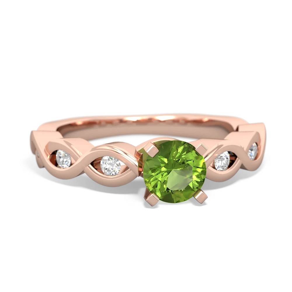 Peridot Infinity 5Mm Round Engagement 14K Rose Gold ring R26315RD