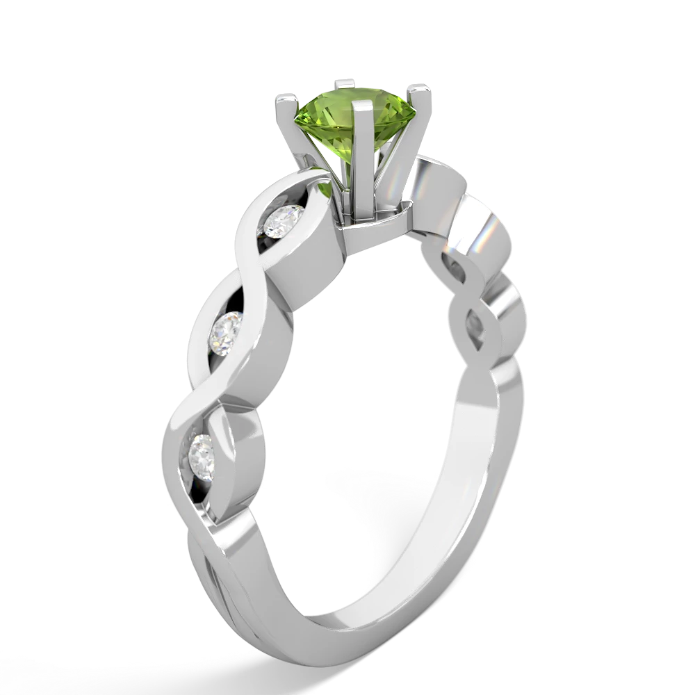 Peridot Infinity 5Mm Round Engagement 14K White Gold ring R26315RD