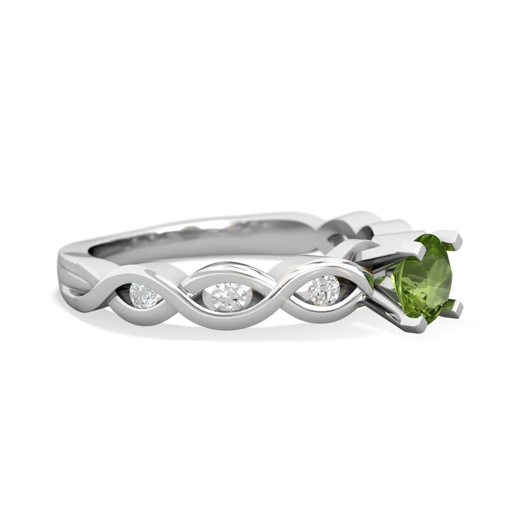 Peridot Infinity 5Mm Round Engagement 14K White Gold ring R26315RD