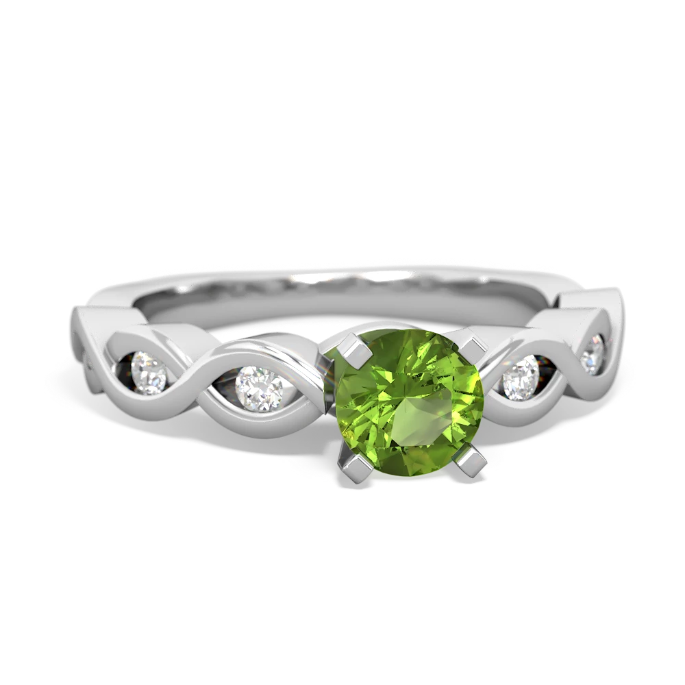 Peridot Infinity 5Mm Round Engagement 14K White Gold ring R26315RD