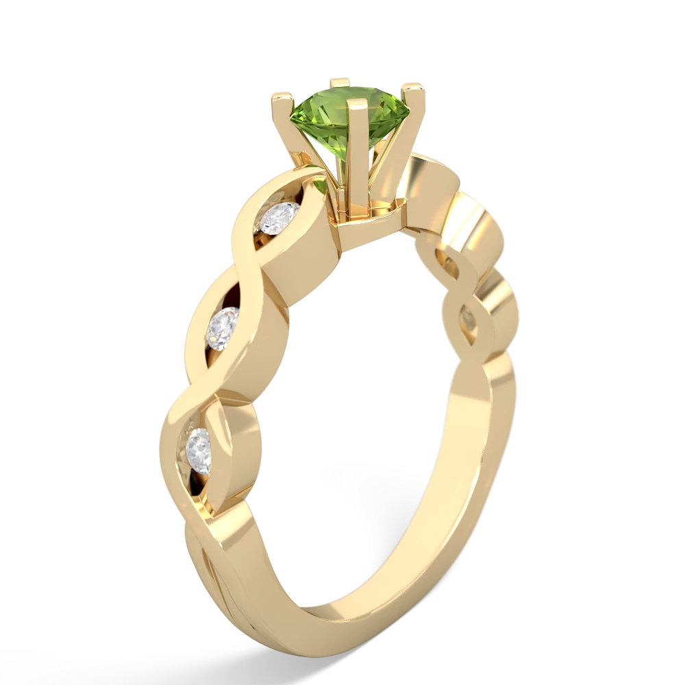 Peridot Infinity 5Mm Round Engagement 14K Yellow Gold ring R26315RD