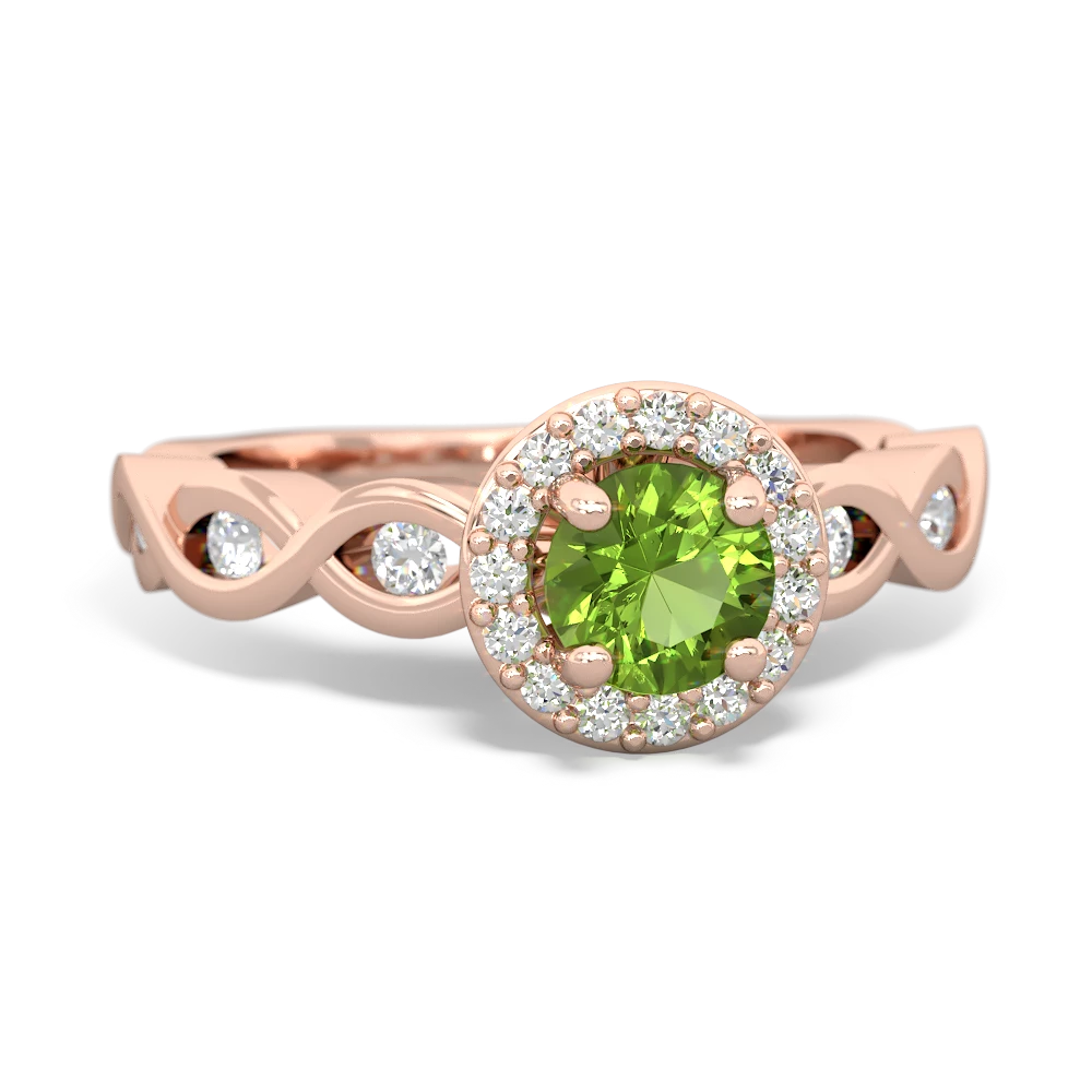 Peridot Infinity Halo Engagement 14K Rose Gold ring R26315RH