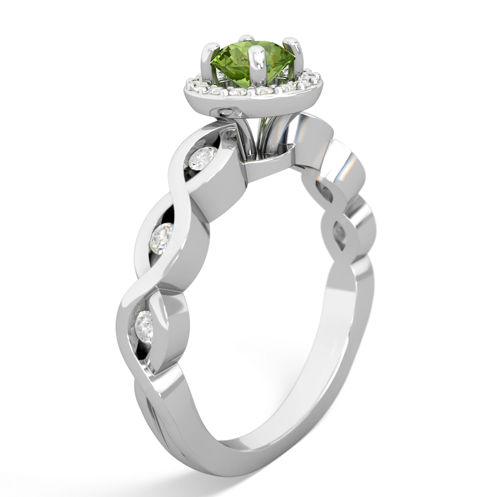 Peridot Infinity Halo Engagement 14K White Gold ring R26315RH