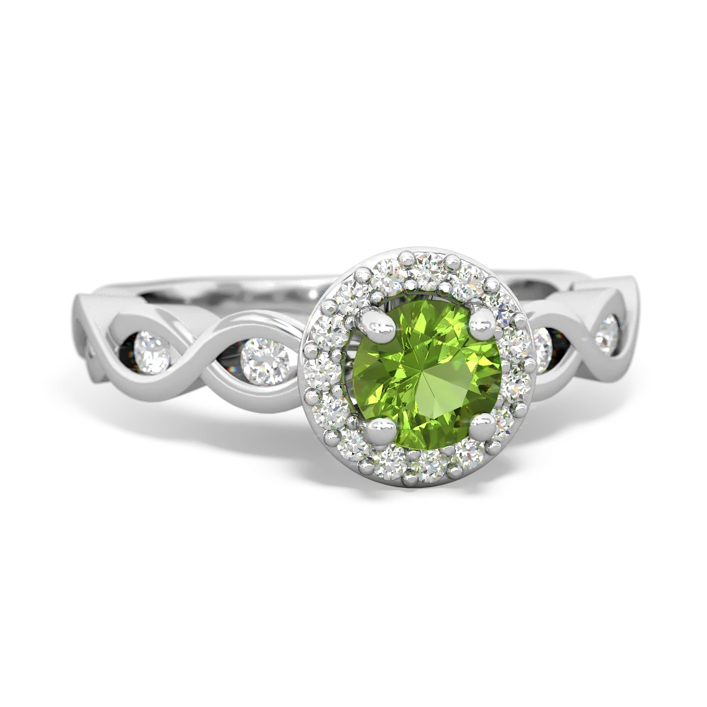 Peridot Infinity Halo Engagement 14K White Gold ring R26315RH