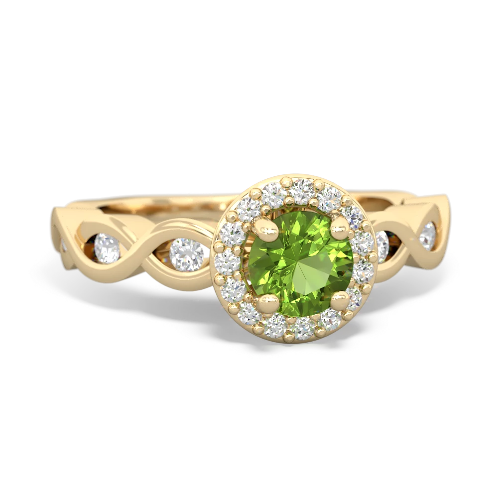 Peridot Infinity Halo Engagement 14K Yellow Gold ring R26315RH