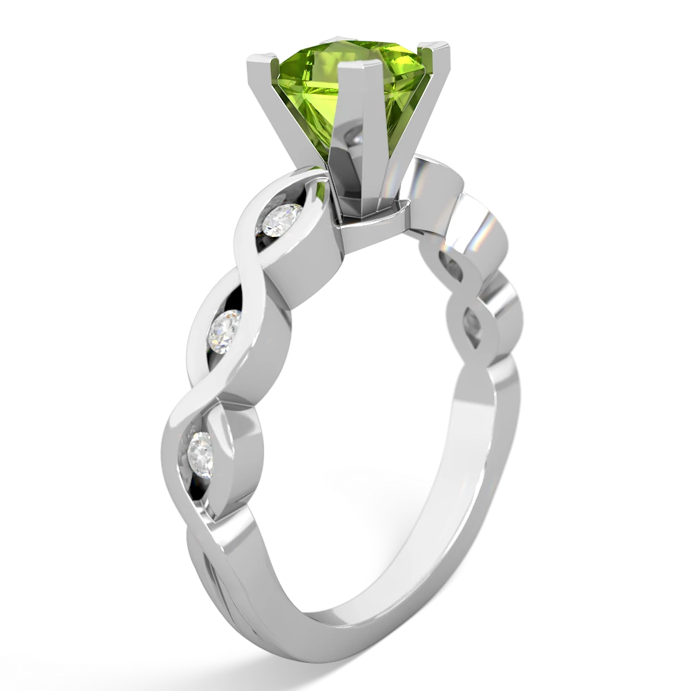 Peridot Infinity 5Mm Square Engagement 14K White Gold ring R26315SQ