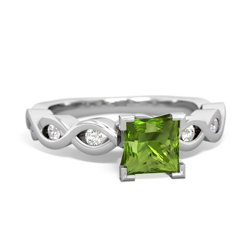 Peridot Infinity 5Mm Square Engagement 14K White Gold ring R26315SQ