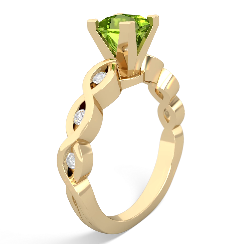 Peridot Infinity 5Mm Square Engagement 14K Yellow Gold ring R26315SQ